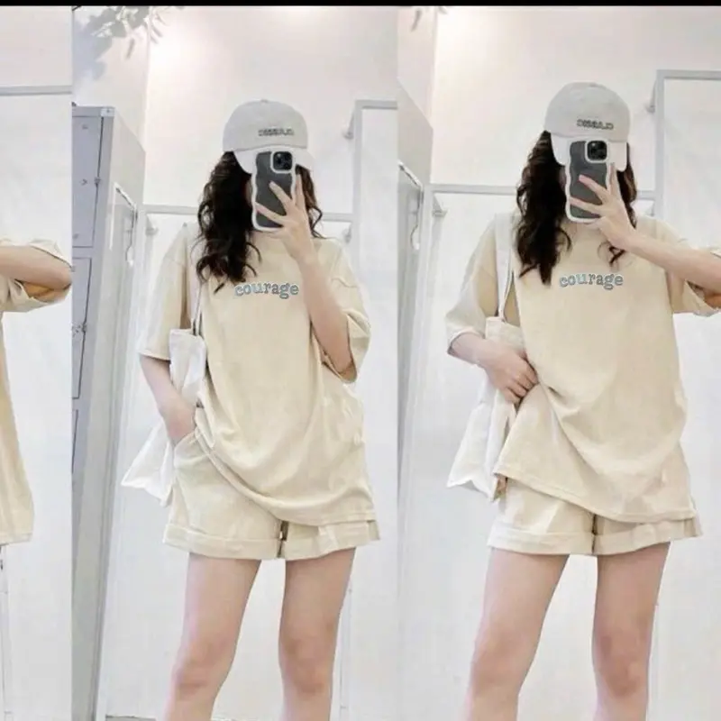 ( Xả Kho ) Sét bộ đùi ( B10 ) Áo Thun In dập nổi phản quang Chữ Corager + quần đùi ( free size 45-70kg ) 4
