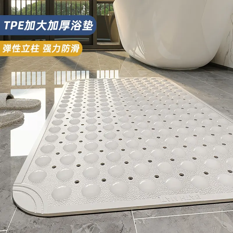 New Simple TPE Bathtub Bathroom Non-Slip Mat Shower Room Suction Cup Floor Mat Toilet Foot Mat