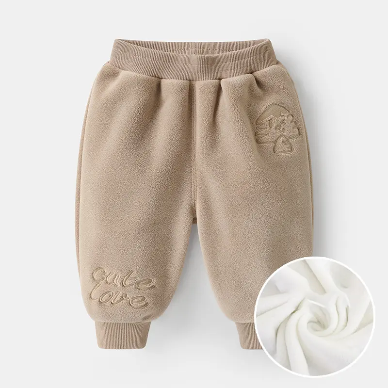 Quần dài chất nhung lông lót lông siêu mịn thêu hình cute cho bé trai và gái hàng QC - QN13 4