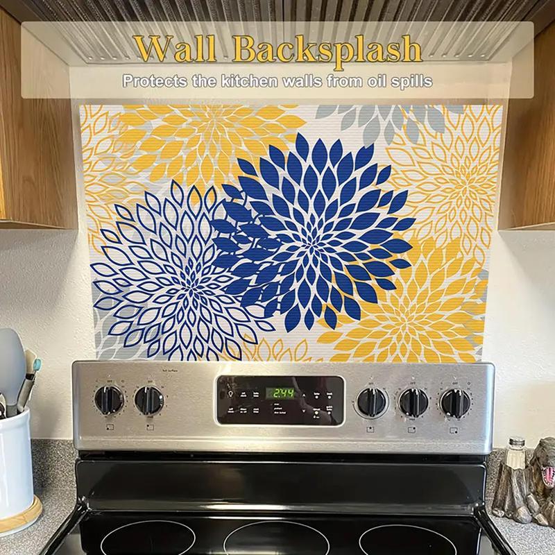 Floral Pattern Heat Resistant Oven Liner, Non Slip & Waterproof Oven Mat, Dustproof Oven Pad for Home Kitchen, Kitchen Accessories 5