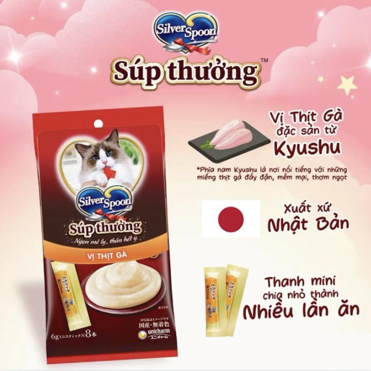 [48g] Súp thưởng Silver Spoon cho mèo nhập khẩu trực tiếp từ Nhật Bản (Túi 8 gói*6g) 4