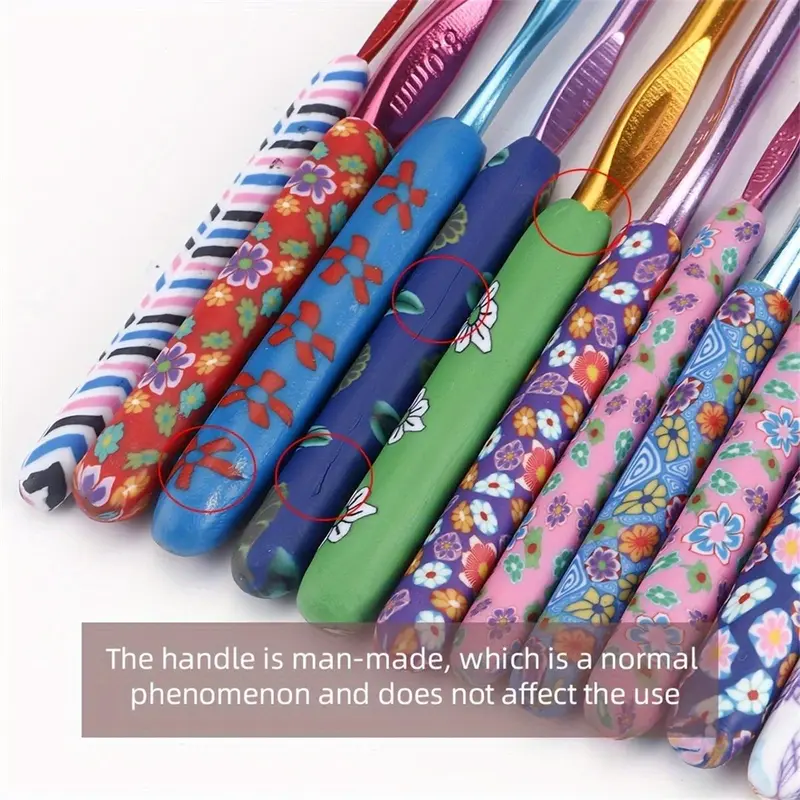 Random Color Soft Ceramic Crochet Hook, 9 Counts/12pcs/14pcs Flower Pattern Crochet Hooks, Easy To Hold Crochet Hook for Arthritis, Crochet Supplies 4
