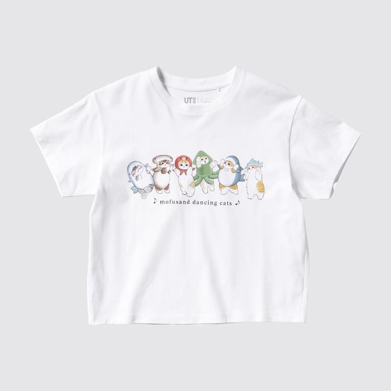 Áo Thun Ngắn Tay In Hình Mofusand, Dành Cho Bé Gái Uniqlo, Với Bức Tranh Minh Họa Mèo Dễ Thương, 24 Phong Cách Mới, 471290 1