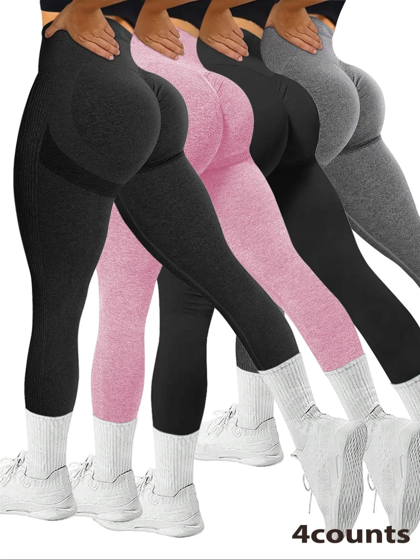 Women's Solid Ruched High Waist Sports Leggings, Casual Comfy Breathable Skinny Pants for Yoga Gym Workout Running, Ladies Sportswear for All Seasons