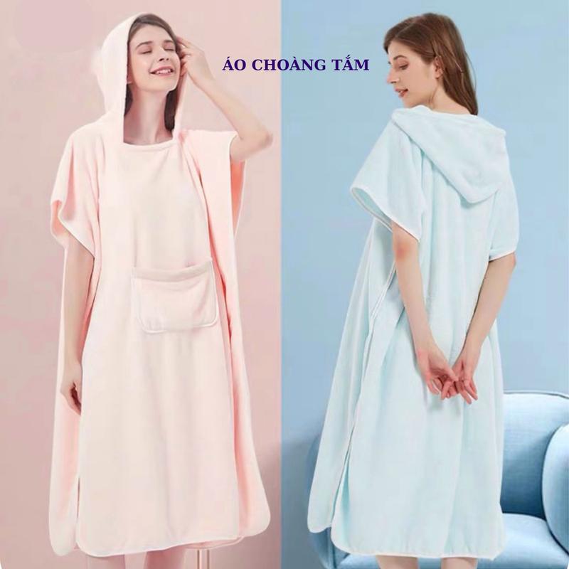 Áo Choàng Khăn Tắm Có Mũ Trùm Đầu  Lông Cừu Thấm Hút Nước Tốt Tiện Dụng Nữ Women khăn  tắm hằng du mục