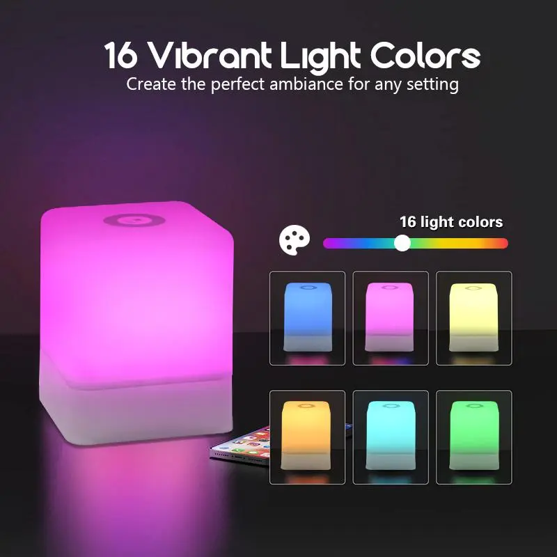 Touch Control Night Light, USB Rechargeable Table Light, Color Changing Atmosphere Light, Dimmable Night Light for Bedroom, Living Room, Home Decor, Smartphones 3