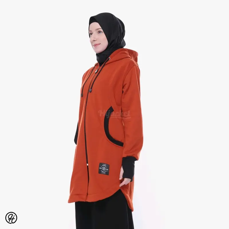 Hijacket Elektra Teracotta 100% Original - Jaket Wanita Panjang Bahan Premium Fleece - Outerwear for Hijabers 5