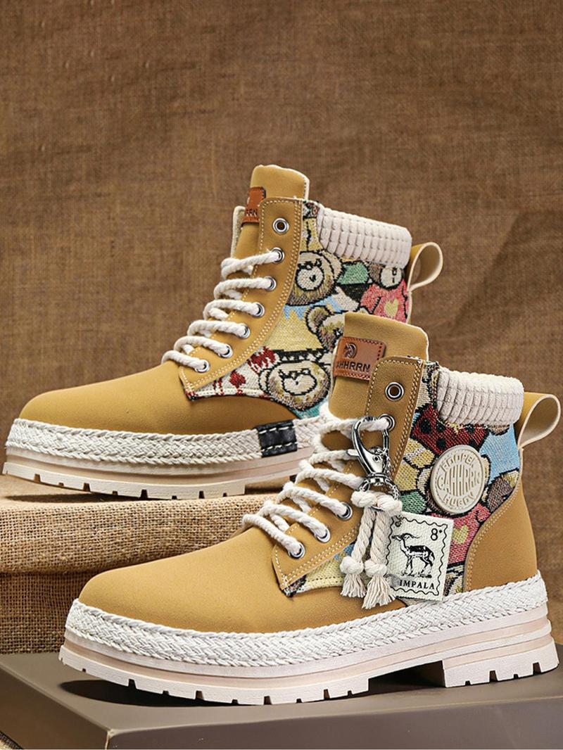 Product Introduction of Unisex's Fashionable Patchwork Design Lace Up Hiking Shoes, Casual Sporty Outdoor Shoes for Men & Women, Breathable Comfortable Sports Shoes for Daily Wear 10