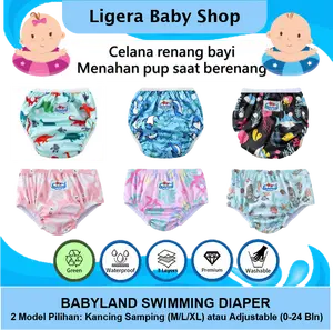 BABYLAND Swim Diaper Popok Renang Training Pant Celana Kain Anak Bayi Cuci Ulang Adjustable Reusable Waterproof Kids Clodi Anti Ruam