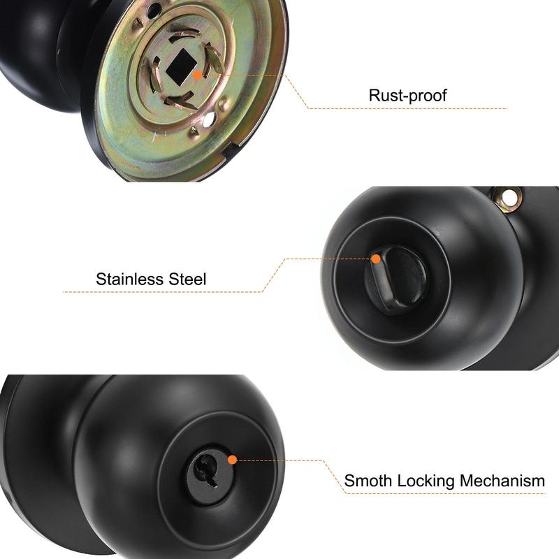 Privacy Door Handle, Round Door Handle with Screws, Modern Design Door Hardware, Door Handle Set for Home Bedroom Office 4