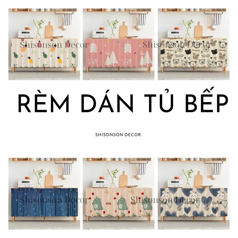 Rèm DÁN tủ bếp MỘT LỚP rèm DÁN kệ tủ trang trí chống bụi nhiều họa tiết kích thước Shisonson Decor 