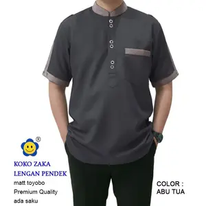 PIK - Koko Zaka Lengan Pendek S M L XL XXL 3XL Koko Kurta Muslim Katun Toyobo Pria Baju Dewasa
