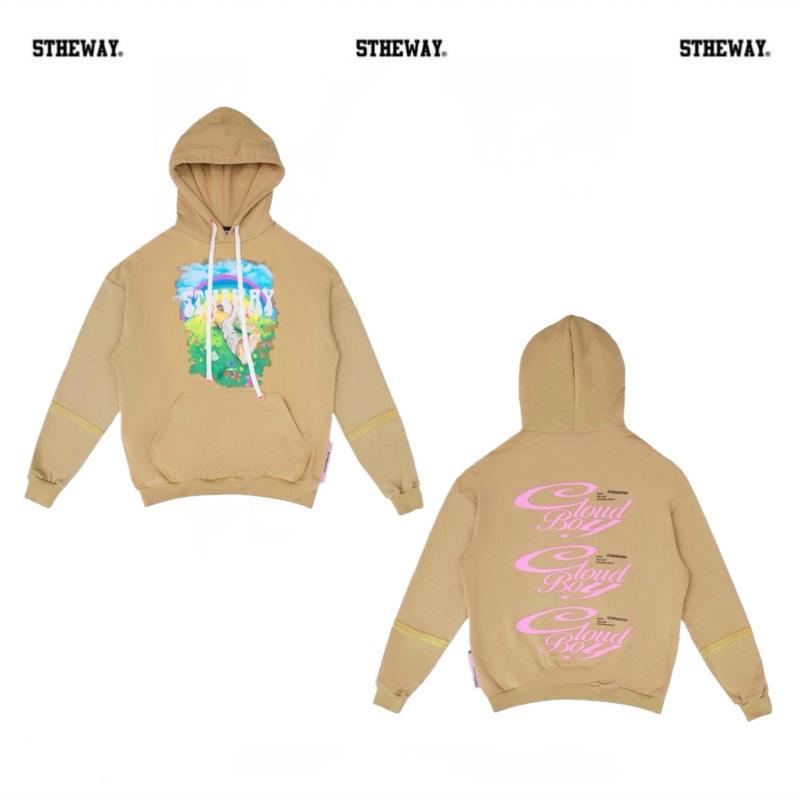 Áo hoodie nỉ rộng Tay Dài 5THEWAY /cloud boy/ OVERSIZED HOODIE in WARMSAND Menswear Dài Tay kín toàn thân Heart