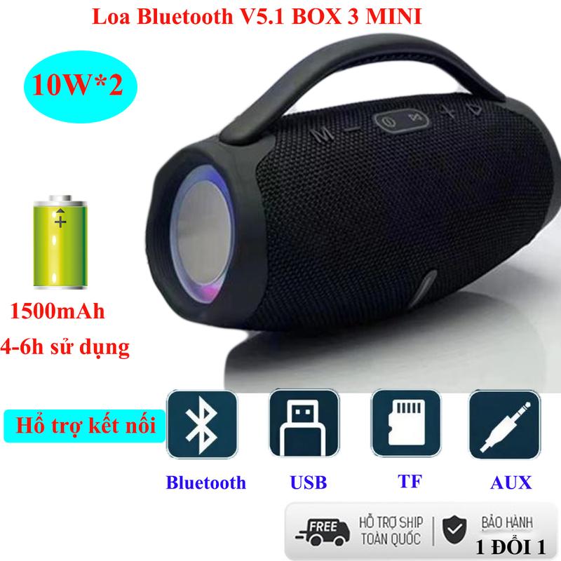 Loa bluetooth 5.1 âm thanh ấm bass mạnh pin trâu Box3 mini Led loa công suất lớn âm thanh vòm 6D giúp nghe nhạc cực hay