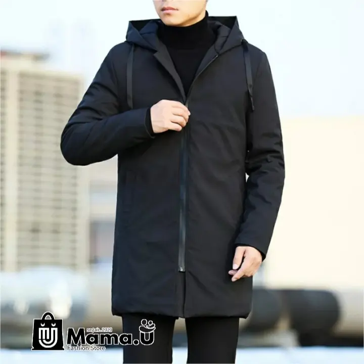 Jaket Jubah Pria Korea Casual Jumbo Jacket Anime Keren Kekinian Hitam Katun Panjang Tebal Oversize Navy Custom  Formal Simple  Blazer Cowok musim dingin  Kantor 4