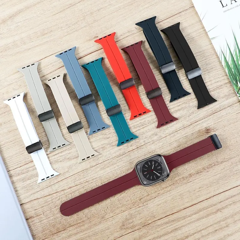 Dây Đeo Đồng Hồ Silicon Từ Tính Cho Đồng Hồ Thông Minh, Dây Đeo Đồng Hồ Thông Minh Dòng Ultra 8 SE 7 6 4 3 IWatch 49Mm 44Mm 45Mm 41Mm 40Mm 42Mm 38Mm, Mới 1