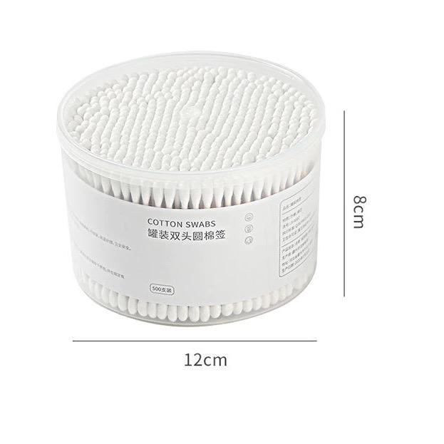 ￼[ COMBO 5] Hộp 500 tăm bông thân gỗ 2 đầu tròn cao cấp dùng cho người lớn - không sơ bông, an toàn khi sử dụng 1