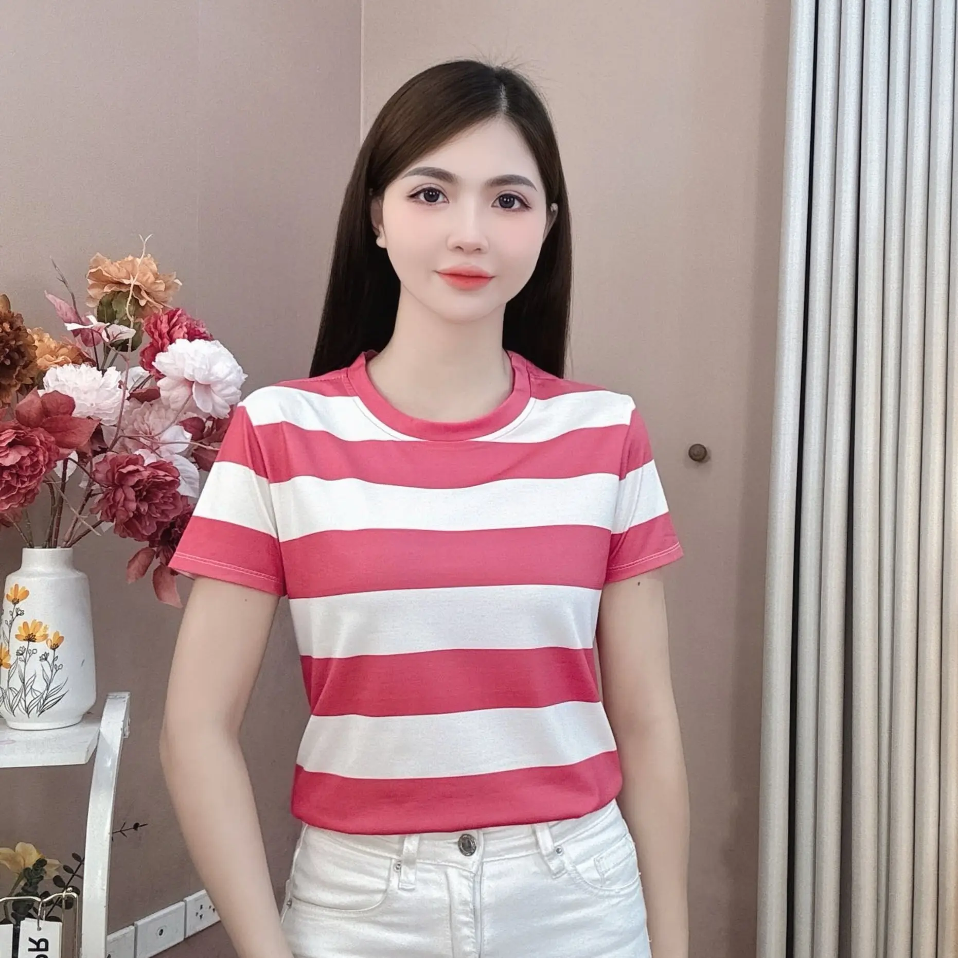 ÁO THUN NỮ,A8 ÁO NỮ CỘC TAY LOUDRA SHOP CO DÃN  4 CHIỀU Top Women