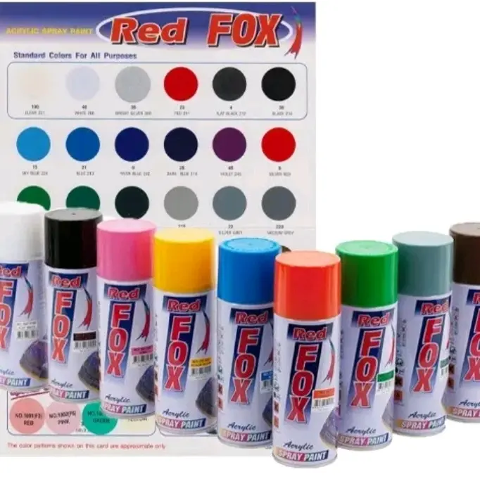 SƠN XỊT REDFOX Thái Lan (400ml), Đa dạng màu sắc: Bóng(231), Đen bóng(210), Đen Mờ(212), Vàng(218), Đỏ(211), Xanh dương(242), Trắng(200), xám đậm(220), Bạc(300).