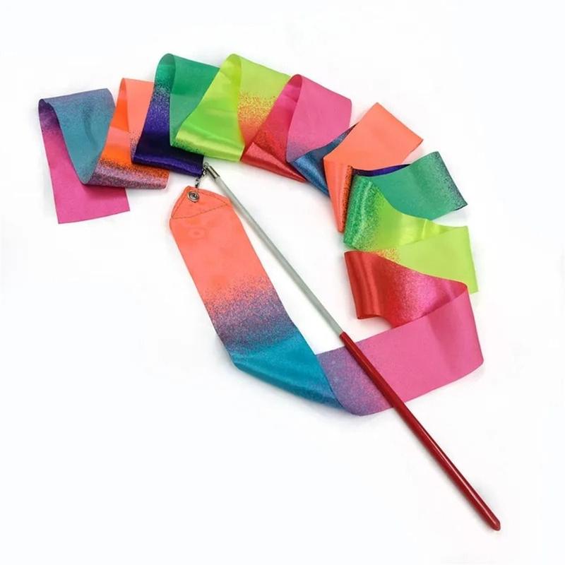Product Introduction of Sports Equipment Twirling Rod Gymnastics Ribbons Gradient Colors Ballet Streamer Colorful Lightweight Dance Ribbon Art Dances 11