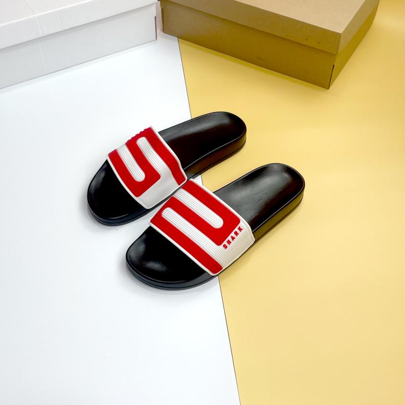 Dép nam quai ngang chữ S.H.A.R.K Trắng, Đỏ màu cá tính, trẻ trung | Đế Cao Su Đúc Cao Cấp | DéP Thời Trang Trend 2024 | DéP Boy phố Slipper Đế Bằng