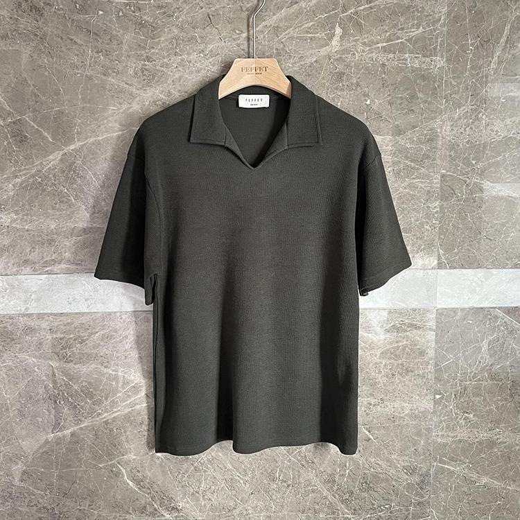 Áo sơ mi nam cổ chui dáng polo tay ngắn cổ bẻ  SMC4 M.RO Phong cách Hàn Quốc màu den 6