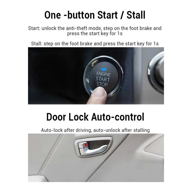 Car Keyless Entry Engine Start Alarm System Push Button Remote Starter Stop Alarm Anti Theft with Remote Control Kabel Kendaraan Kabel Kendaraan 2
