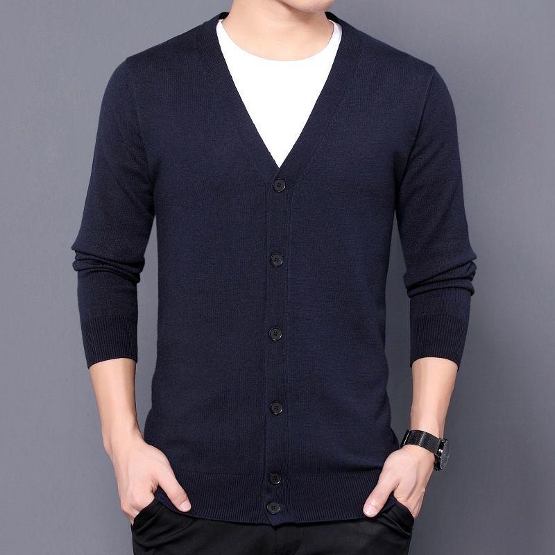 Product Introduction of Áo Khoác Cardigan Len Dệt Kim, Hàng Mới Về, Thích Hợp Cho Mùa Xuân Và Mùa Thu, Phong Cách Thường Ngày Màu Trơn Áo Len Mỏng Cho Nam, Thích Hợp Cho Nam Trung Niên Menswear 2
