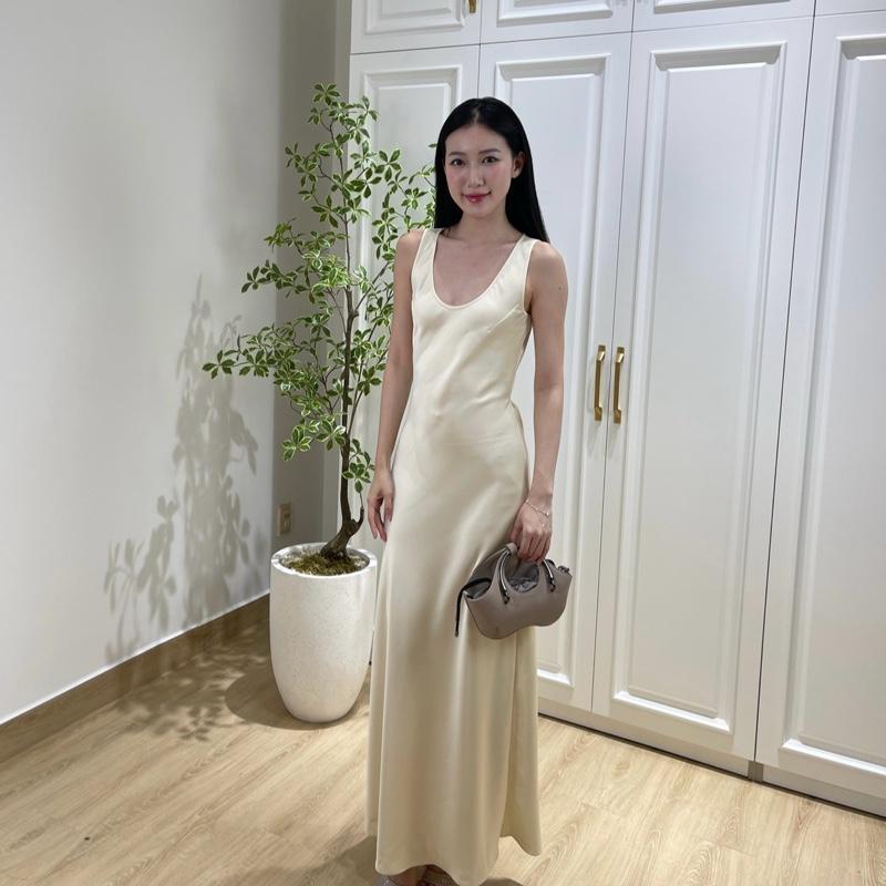 Cerid Dress - Váy Lụa Trơn Viền Cổ, 1 Lớp, Không Mút Ngực 2