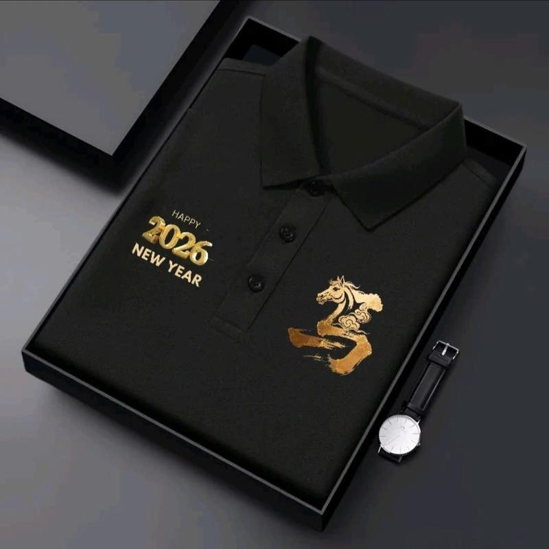  ÁO POLOMAN HAPPY NEW YEAR  2026 VẢI THUN CÁ SẤU POLY 