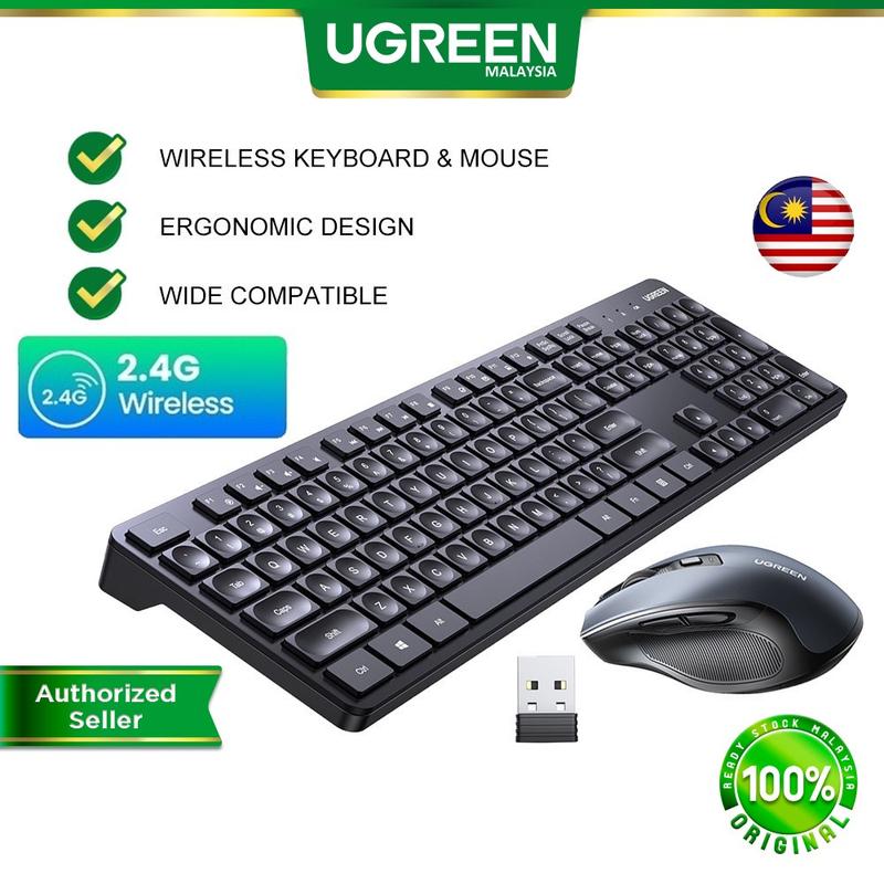 UGREEN Wireless Keyboard Mouse 2.4G 104 Keys Concave Keycaps Non Delay compatible with MacBook Pro iPad Pro Huawei Matebook PC Computer Keyboards Office Wireless Keyboard Set