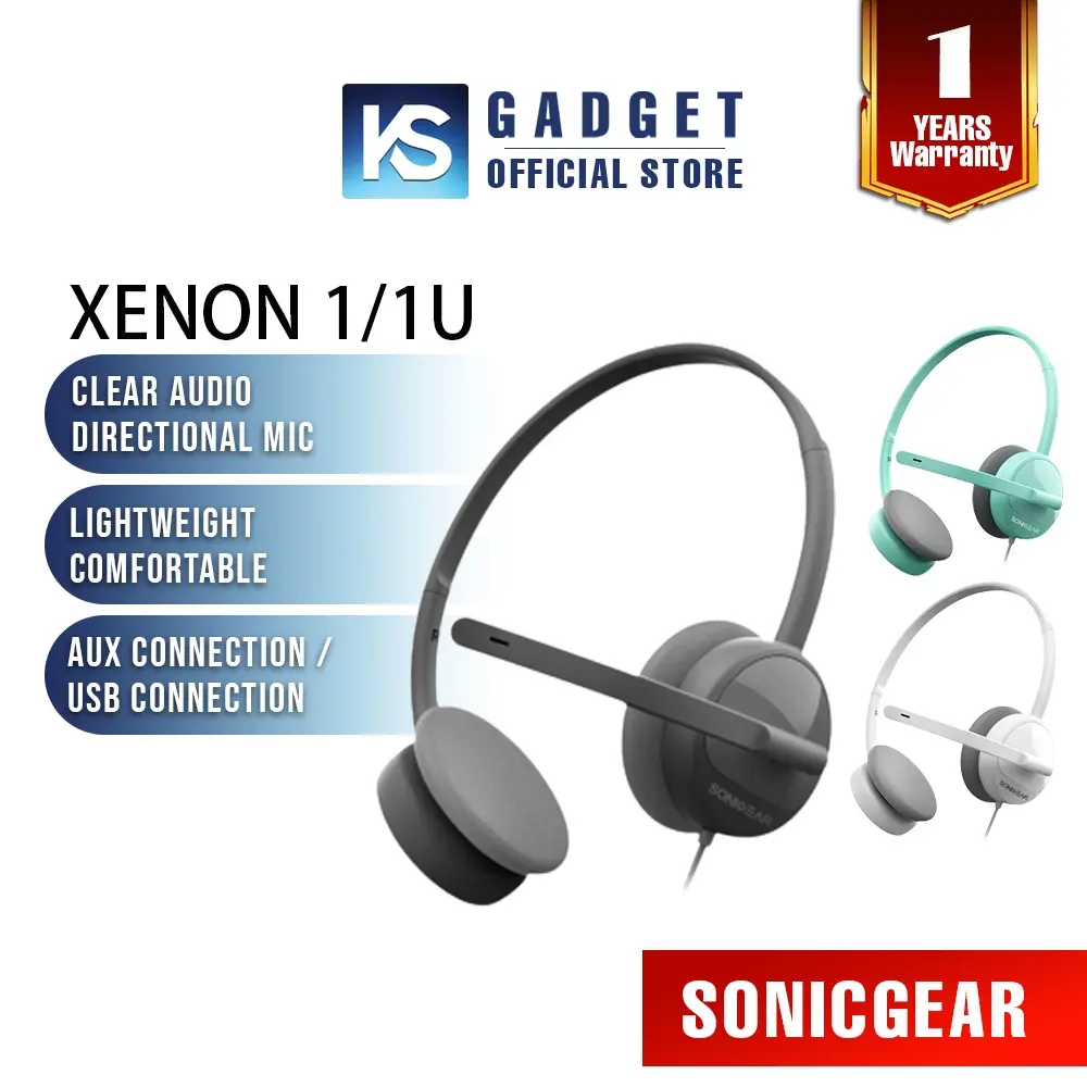 SonicGear Xenon 1 | Xenon 1U | Xenon 2 | Xenon 3 | Xenon 3U (Aux & USB) Stereo Headphones with Mic For SmartPhones and Tablets /Online Class Audio Earphones
