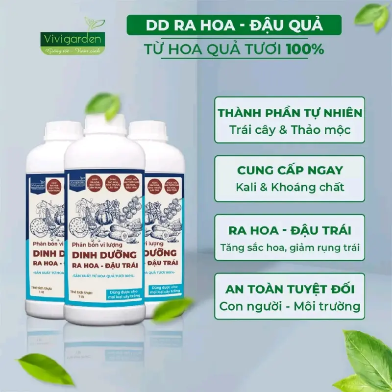 Chai 1L Vi lượng ra hoa đậu quả Vivi Garden phun tưới cây giúp tăng ra hoa đậu quả cho dưa cà ớt dâu tây, bầu bí các loại 0