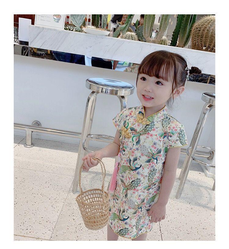 Product Introduction of Children's Clothing Girls' Summer New Children's Slim Fit Cheongsam and Dress Little Girl Princess Dress Chinese Style Retro Dress 4