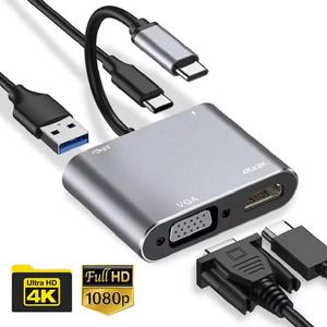 USB C ke HDMI Serasi VGA Jenis-C Penyesuai Berbilang Port AV Digital, Penukar Thunderbolt 3, Pengecasan Pantas 4K 1080P, Sesuai untuk MacBook, ML-031 Audio Hati Video Fidget