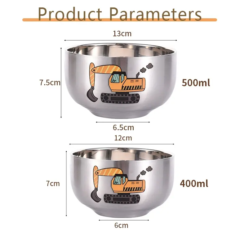 Bát Thép Không Gỉ, Thiết Kế Hoạt Hình Dễ Thương, Dành Cho Trẻ Em, Cấp Thực Phẩm Cho Em Bé, Bát Cung Hoàng Đạo, Chống Rơi, Cách Nhiệt Hai Lớp, Thích Hợp Để Ăn Gia Dụng, Được Làm Bằng Thép Không Gỉ 304 8