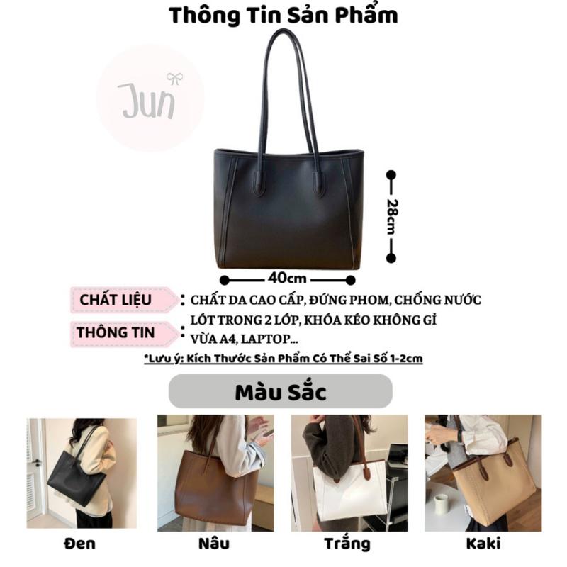 Túi xách nữ tote da cao cấp JunStore ngăn lớn có khóa đeo thời trang Hàn Quốc đi chơi đi làm T13 9