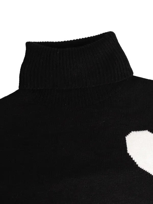 Women's Heart Print Drop Shoulder Sweater Dress, Casual Long Sleeve High Neck Jumper Dress for Fall & Winter, Fashion Women's Clothing for Daily Wear 7