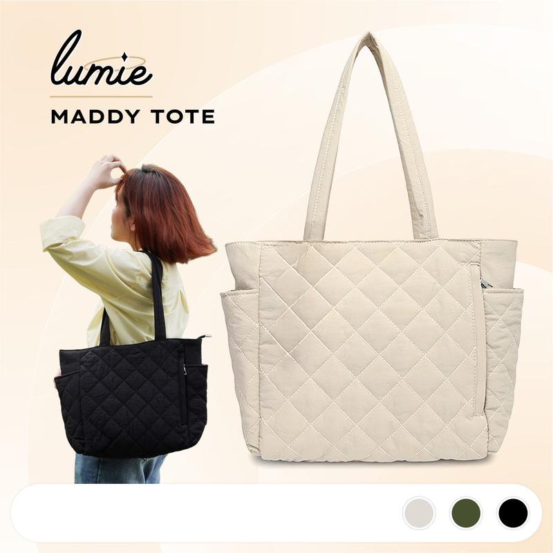 Túi Xách Maddy Tote Vải Dù Chần Bông Quả Trám Nhiều Ngăn Đi Làm Đi Học Tài Liệu A4 Laptop 15 Inch