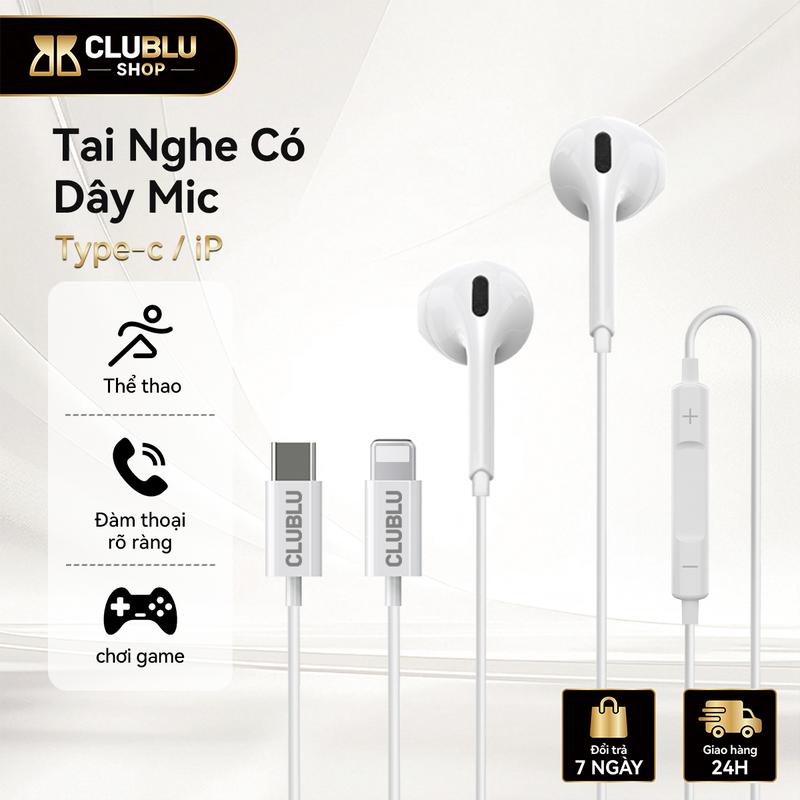 CLUBLU Tai Nghe Có Dây 074 Light 7-14 In-ear Bass Stereo Gaming Nghe Nhạc Đàm Thoại Học Sinh Gen Z