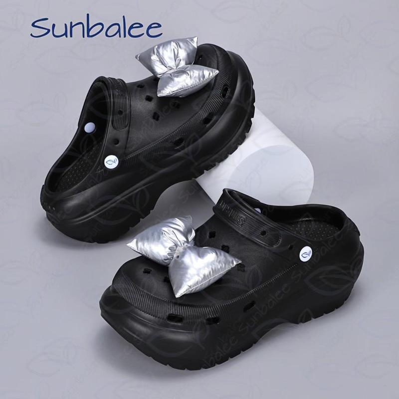 SunShoo รองเท้าหัวโต รองเท้าเสริมส้น  เกาหลี ใส่เที่ยว ใส่ทำงาน เสริมส้น 9 ซม. พื้นนิ่ม ใส่สบาย รองเท้า+ตัวติดรองเท้า SUN8694 5