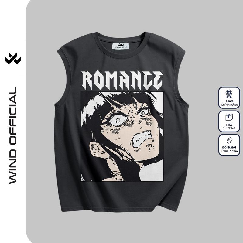 Áo ba lỗ Wind unisex form rộng sát nách cotton ROMANCE thời trang nam nữ oversize Thun Menswear Cổ Tròn