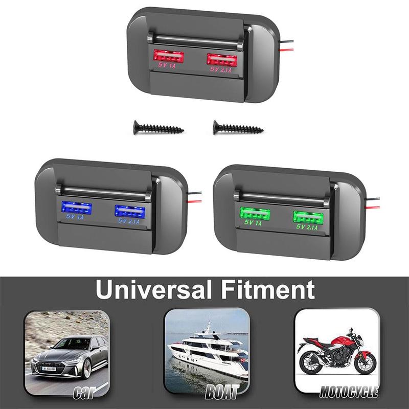 Product Introduction of Car 5V/1A 5V/1.5A PD 2 USB Port Fast Charger Socket Power Charge Outlet Panel D0J8 45