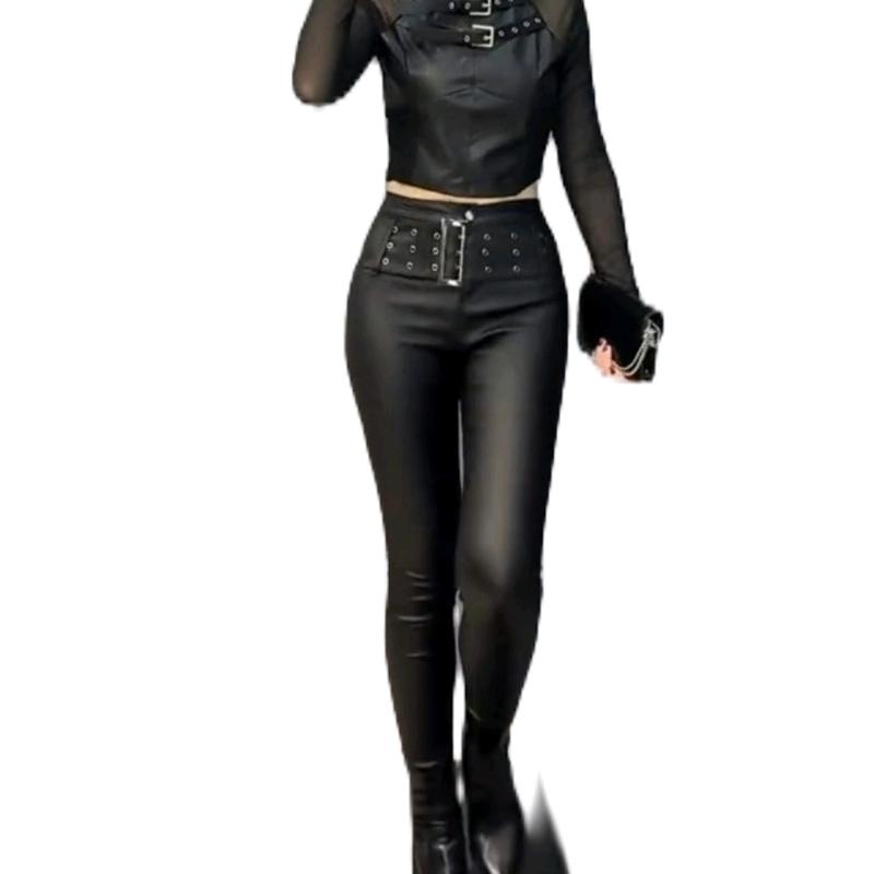 Quần da ôm , cạp cá tính , mã 8868 Nữ  legging