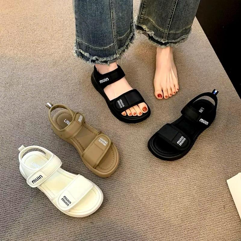 [Có sẵn] Dép Sandal Học Sinh đi học đế 3cm, da mềm, đế êm, 2 quai điều chỉnh được hot trend  ( 3ccm) Nữ 1