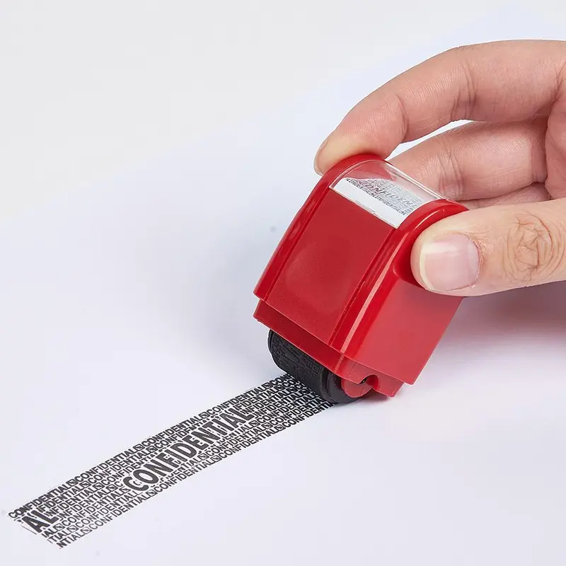 Stamp Set, 1 Count ID Identity Protection Roller Stamp & 5 Counts/set Paying Stamp, Stationery Supplies for Confidential Information 4