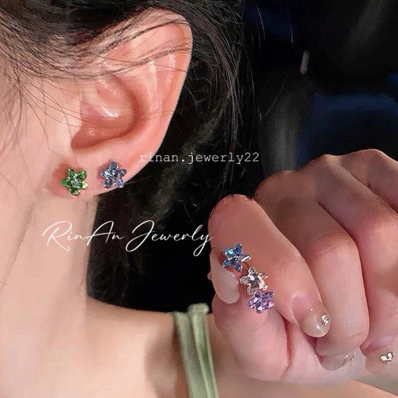 (A18-A1827) Bông Tai Nữ Hình Ngôi Sao Nhỏ Nhiều Màu Sắc Đơn Giản Đính Đá Women 4
