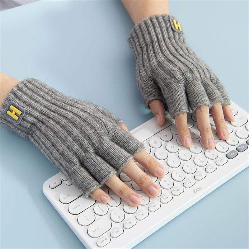 Product Introduction of Fashion Knitted Fingerless Gloves Thick Elastic Driving Gloves Warm Cold Proof Half Finger Gloves Winter 11