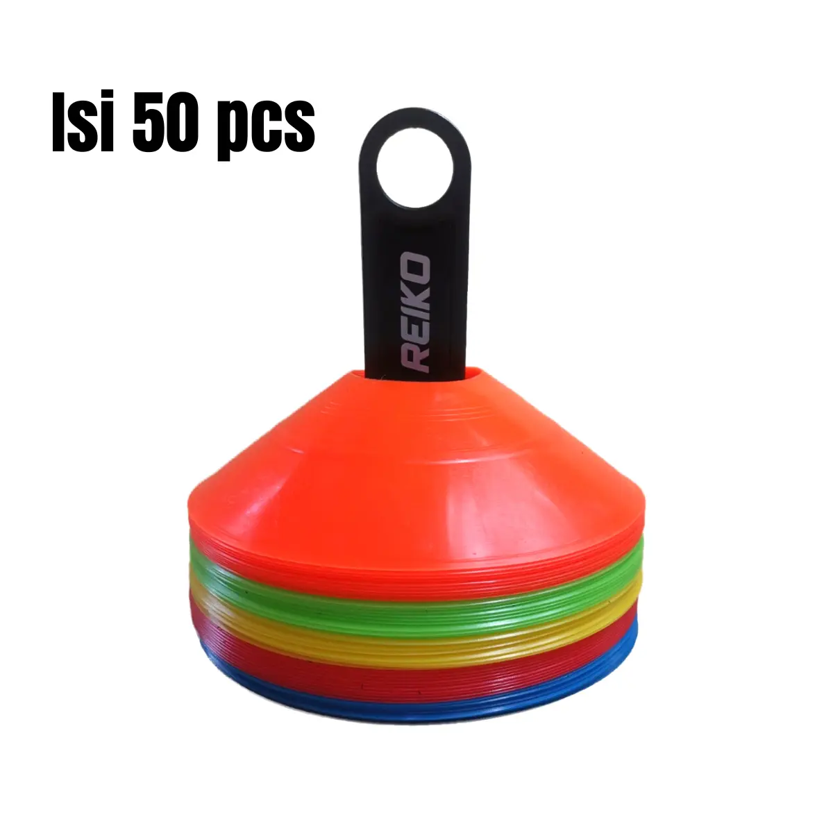 Cone Cones Kun Bulat REIKO Penanda Bola Sepakbola Futsal Lari Sepeda Sepatu Roda 50pcs Warna Warni