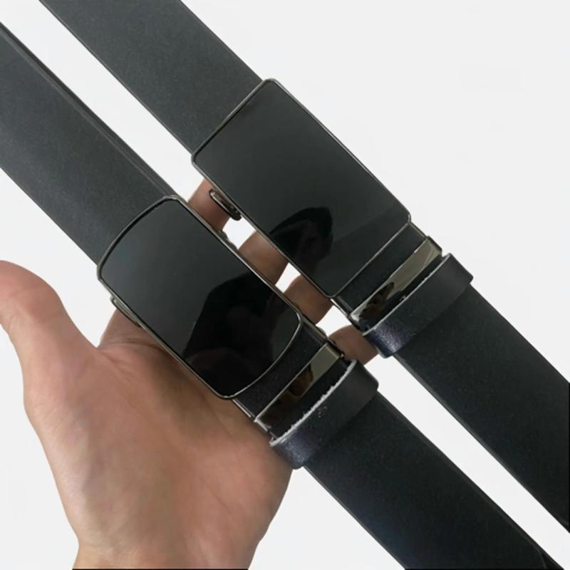 Thắt lưng da bò nguyên miếng mặt đen bóng cao cấp Nam